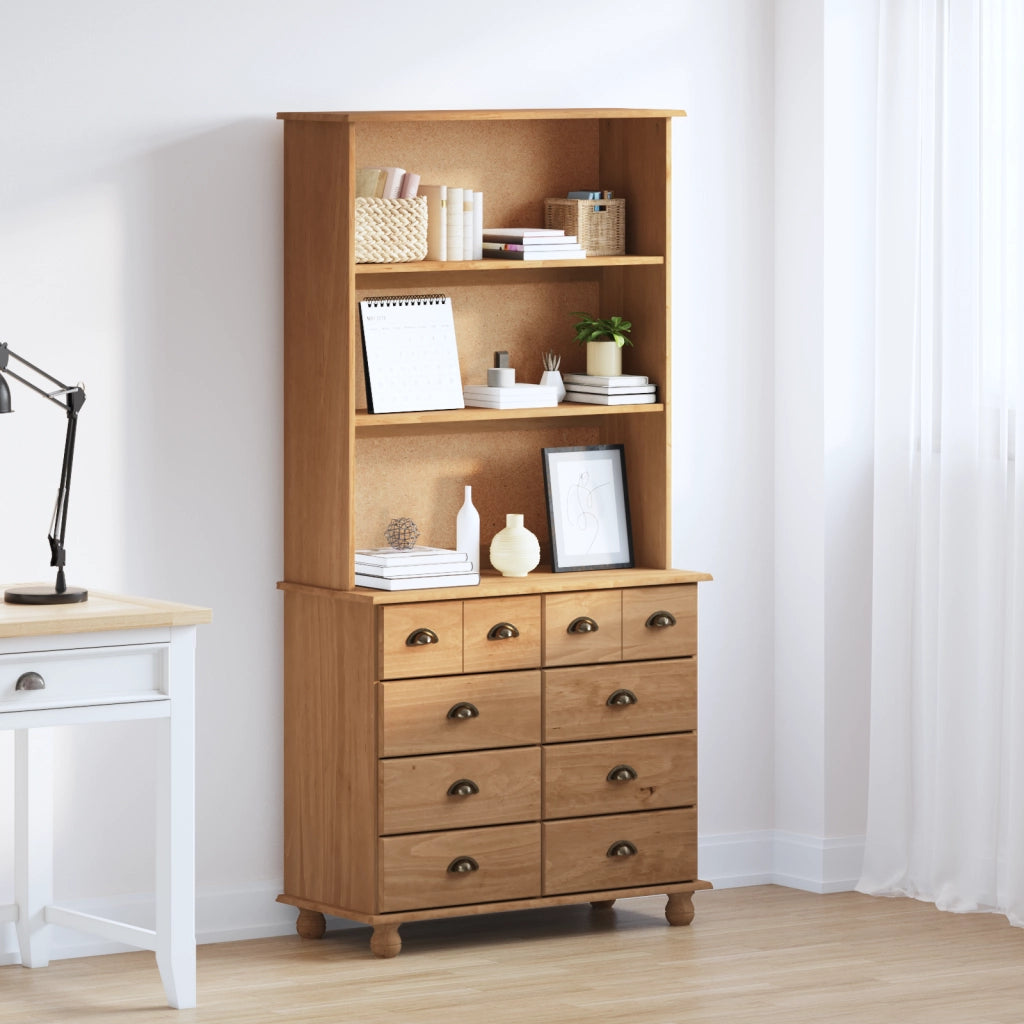 Hutch  'ASKIM'Miele bruno 91x40x183 cm Legno massello di pino