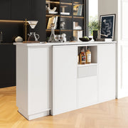 OKWISH Mobile bar con vani aperti e chiusi, piano girevole a 360°, stile moderno, per cucina e soggiorno, MDF, 210 x 30 x 100.9 cm