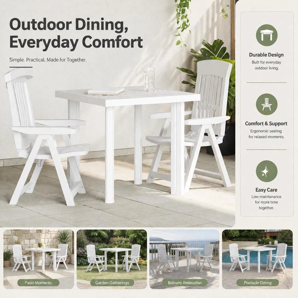 Garden Table, White, 80x75x72 Cm, Plastic