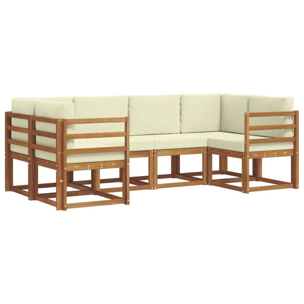 Set di divani da esterno con cuscino 6 pcs Naturale e Crema