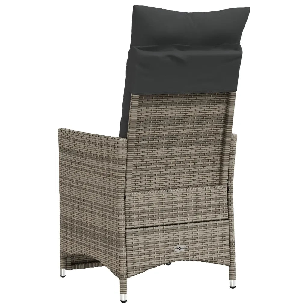 Sedie da Giardino Reclinabili 2 pz e Cuscini Grigio Polyrattan 365668