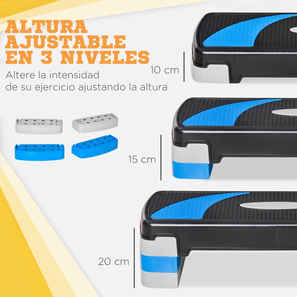 Step Aerobico Regolabile ¨C Xylo ¨C 3 Livelli 10/15/20 cm Antiscivolo Blu 80x31x20 cm