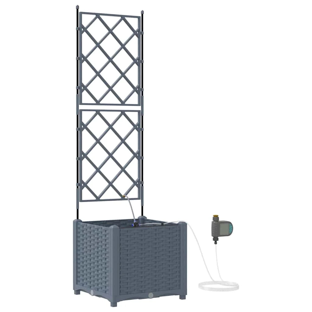 Set di 2 fioriere da giardino moderne in acciaio 40 x 40 x 142 cm resistenti e pratiche acciaio grigio chiaro 02_0058593