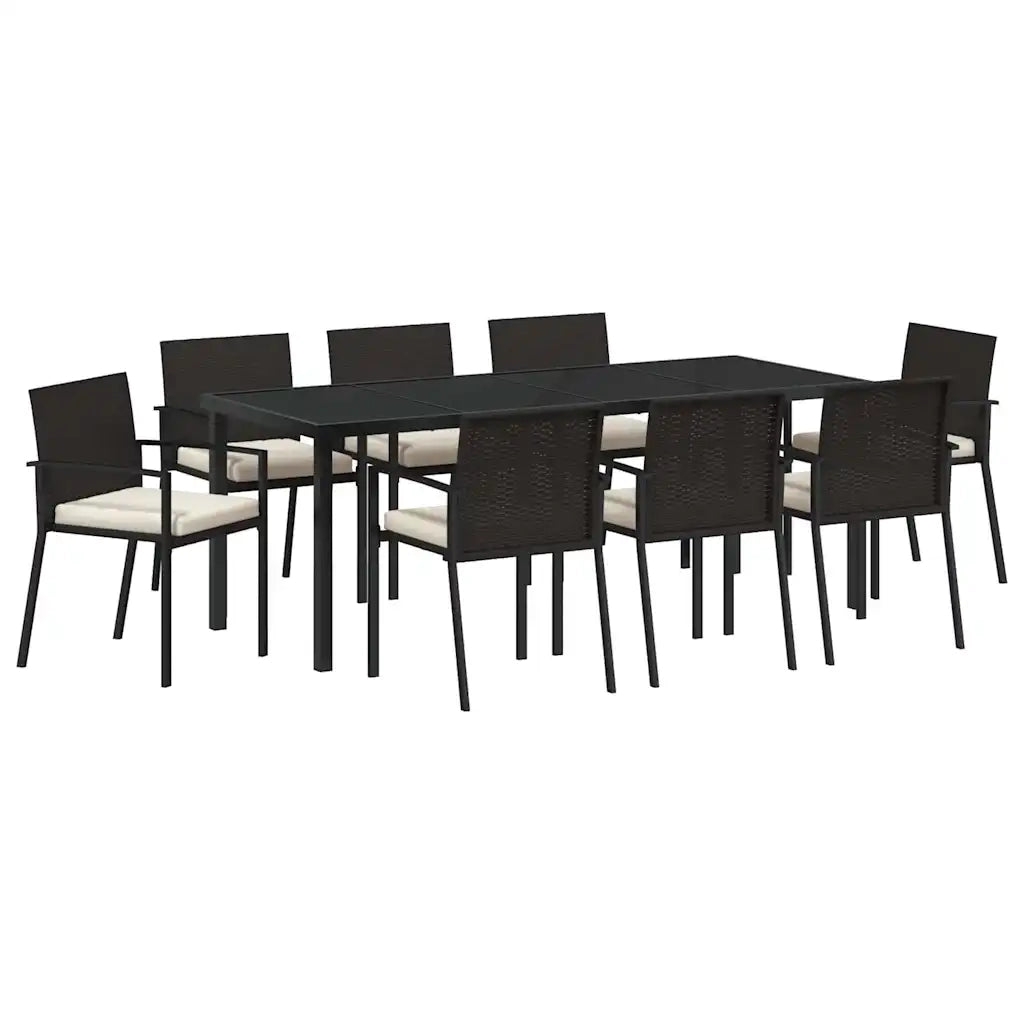 Set da Pranzo per Giardino 9 pcs Nero 3379239