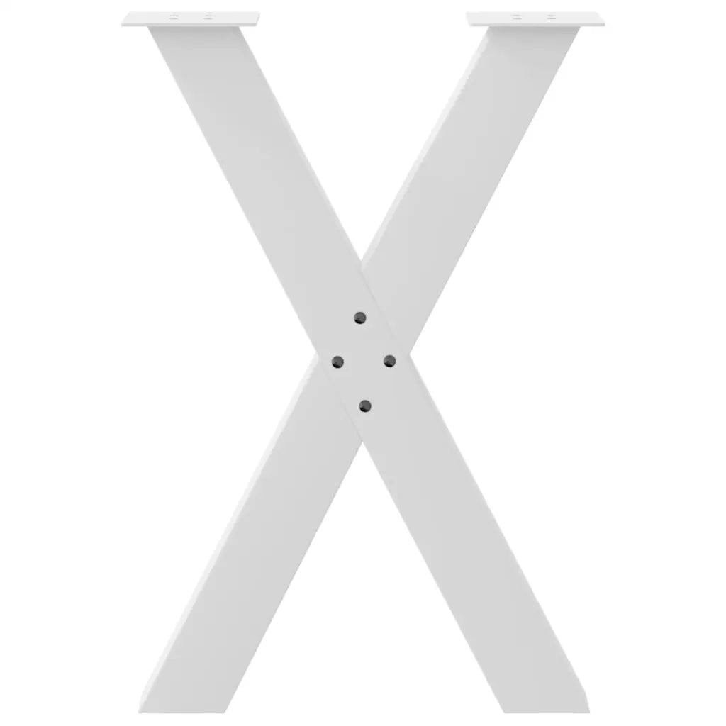 Gambe per tavolo da pranzo a forma di X 2 pz bianche 50x(72-73) cm in acciaio 4012969