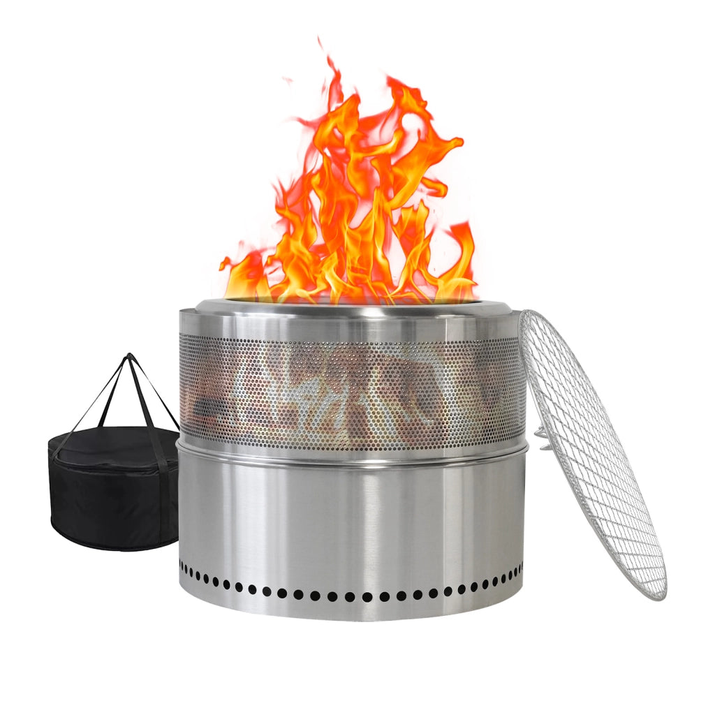 BRACIERE SENZA FUMO 54x54x28 cm Acciaio inox Silver