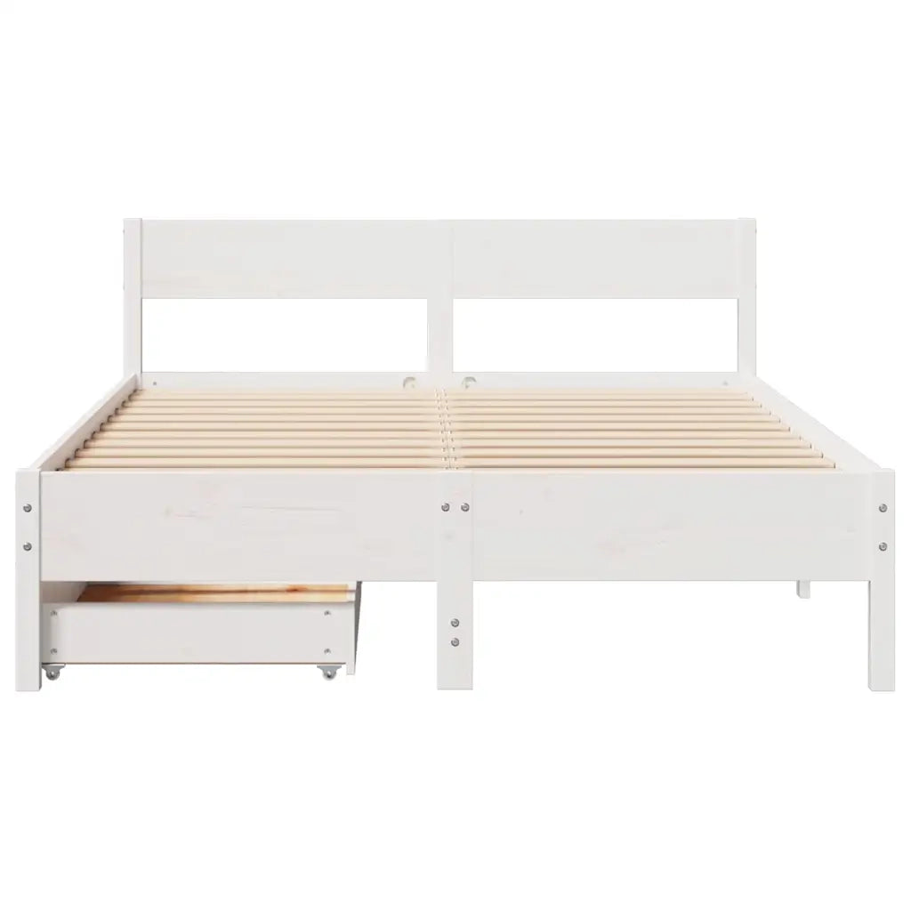 Letto senza Materasso Bianco 135x190 cm Legno Massello di Pino 3301765