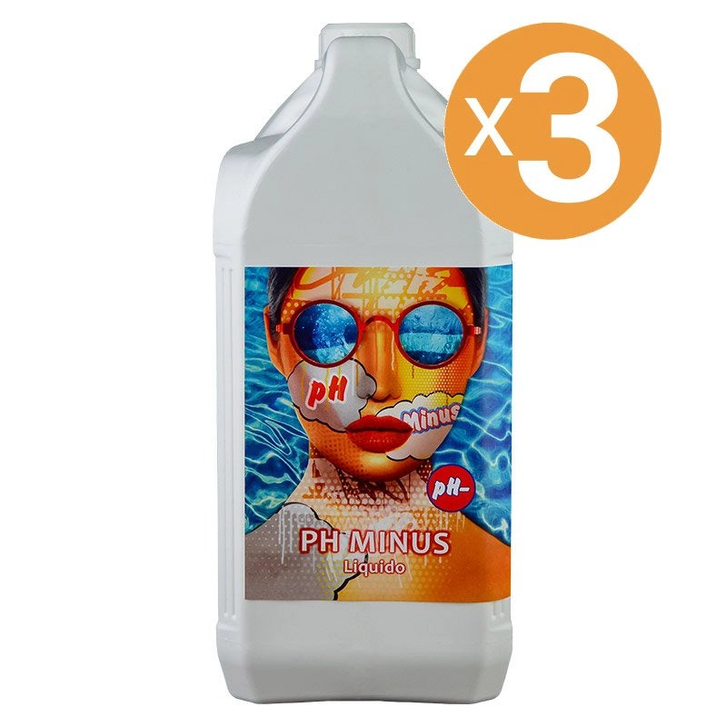 Riduttore Ph Minus Liquido Piscina, 3 Confezioni Da 5 Kg