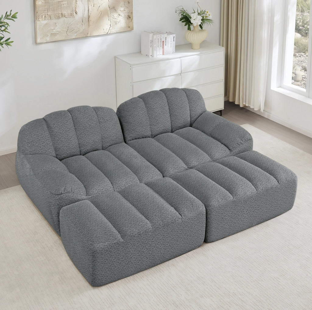 Divano modulare angolare senza struttura 210x165x79 cm in fleece granulato grigio