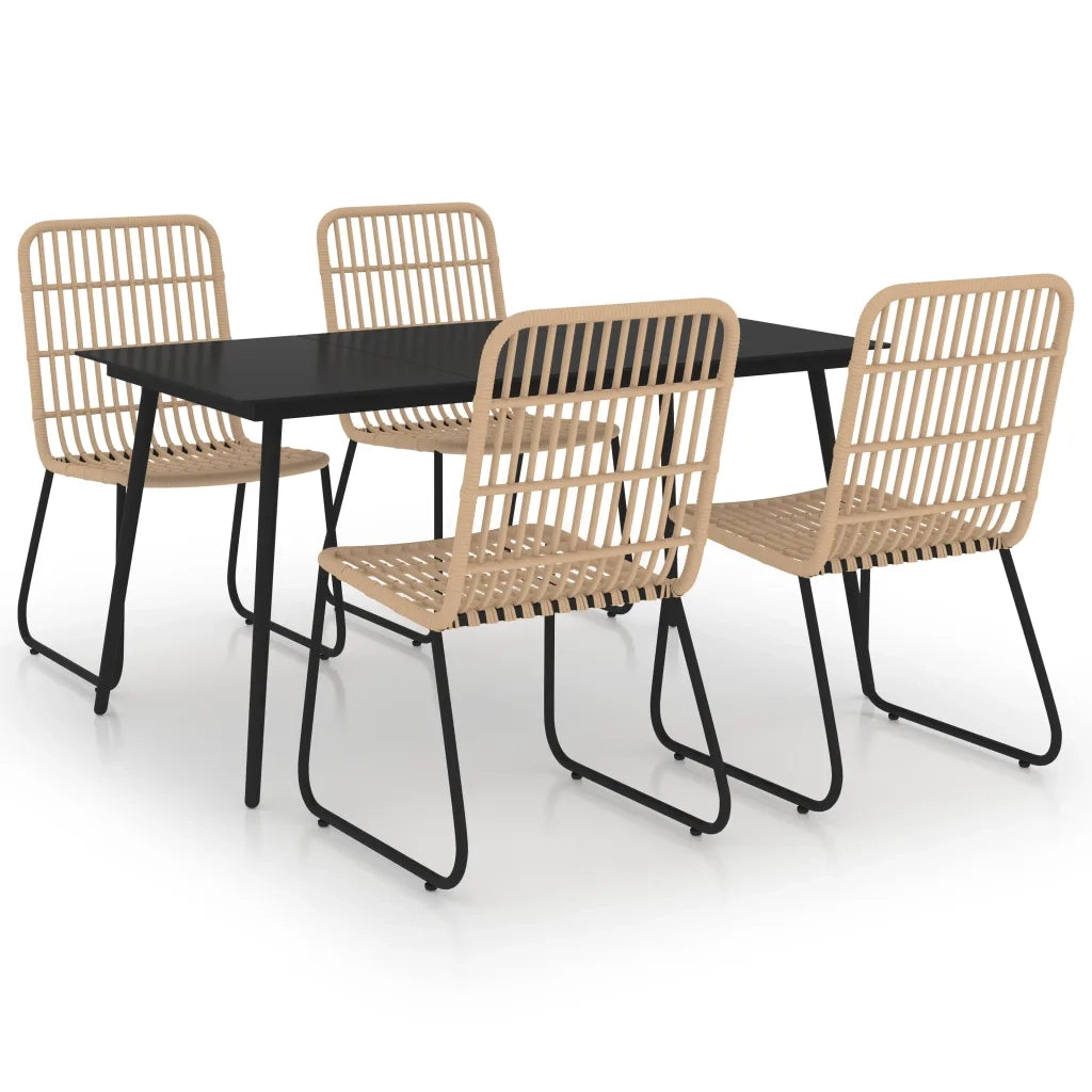 Set da Pranzo da Giardino 5 pz in Polyrattan e Vetro 3060233