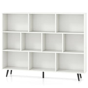 Scaffale a 10 cubi 140 x 24 x 107 cm organizer portaoggetti con sicurezza anticaduta design moderno in legno MDF bianco e nero 20_0014788
