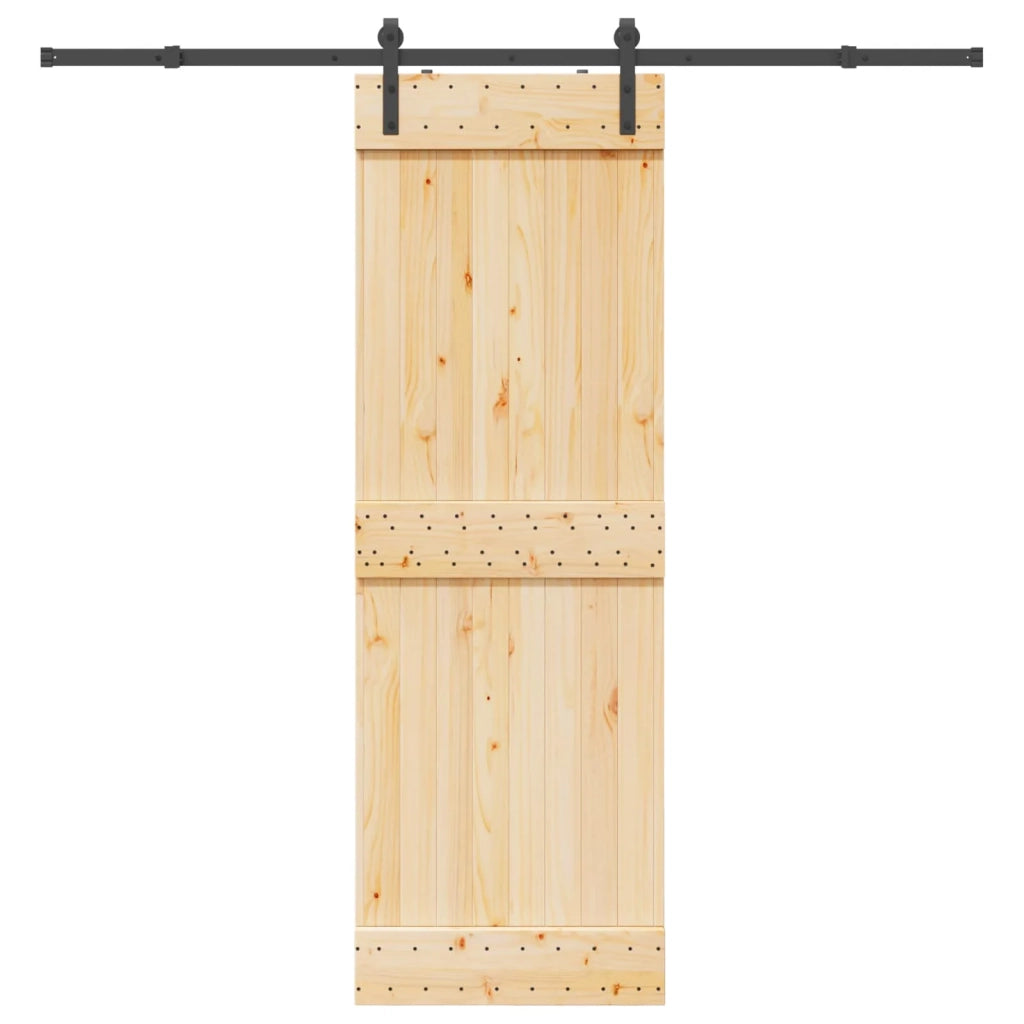 Porta scorrevole NARVIK Naturale e Nero 70 x 210 cm (213,5 cm)