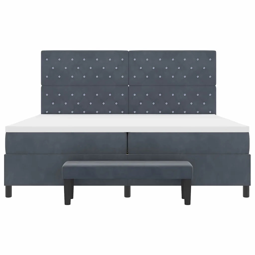 Letto a molle con materasso Grigio scuro 200 x 200 cm Velluto 3344469