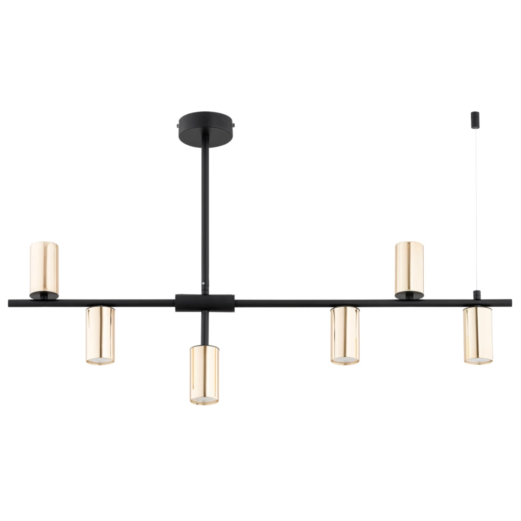 Lampada a sospensione moderna SAUR Alfa nero oro 6xGU10 10W