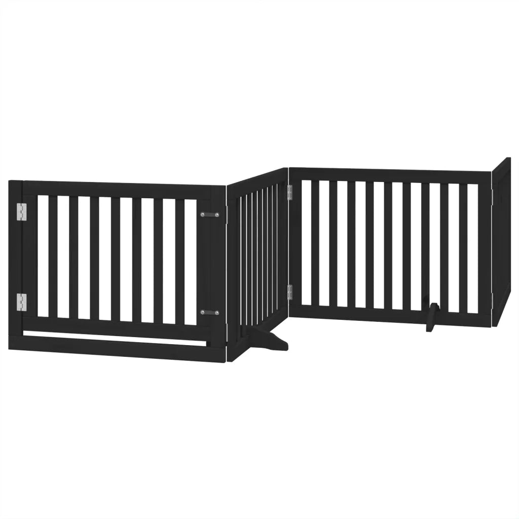 Cancello per Cani Porta Pieghevole Nero 4 Pannelli 320cm Pioppo CFW9162789