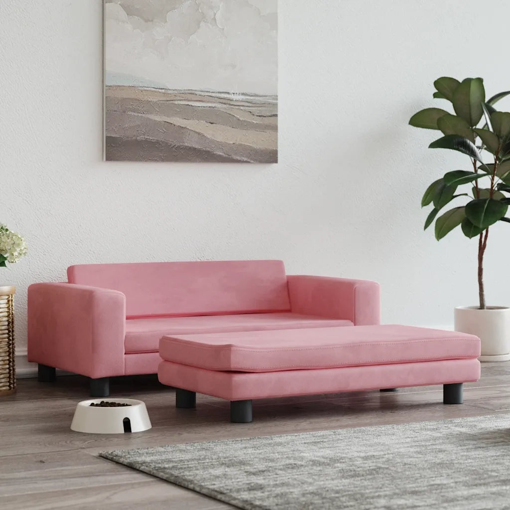 Lettino per Cani con Estensione Rosa 100x50x30 cm in Velluto CFW1538906