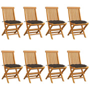 Sedie da Giardino e Cuscini Grigio Talpa 8 pz Massello di Teak cod mxl 48165