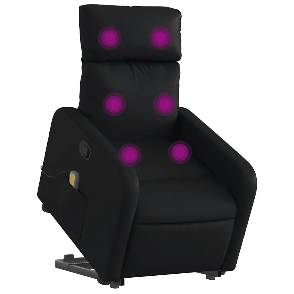 Poltrona Alzapersona Reclinabile Massaggio Nero Similpelle 3206756