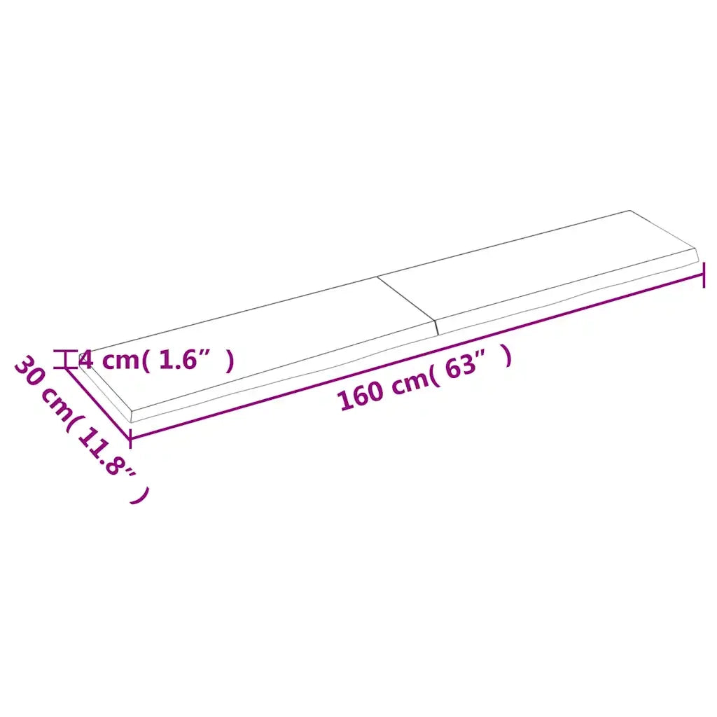Piano Bagno Marrone 160x30x(2-4) cm Legno Massello Trattato 3156153