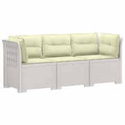 Divano da giardino 3 posti con cuscini in look rattan PP Bianco 3443842