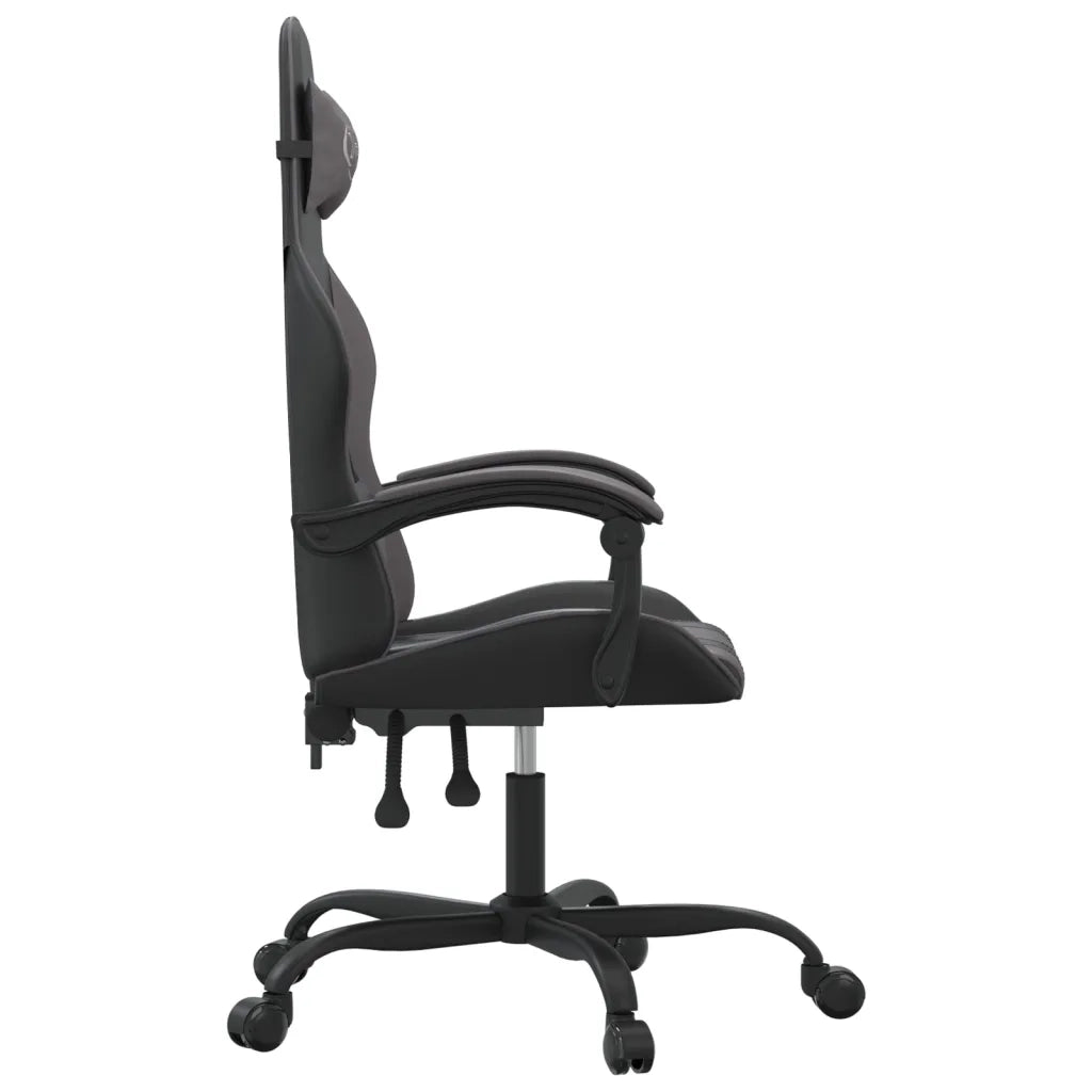 Sedia da Gaming Girevole Nera e Grigia in Similpelle 349595