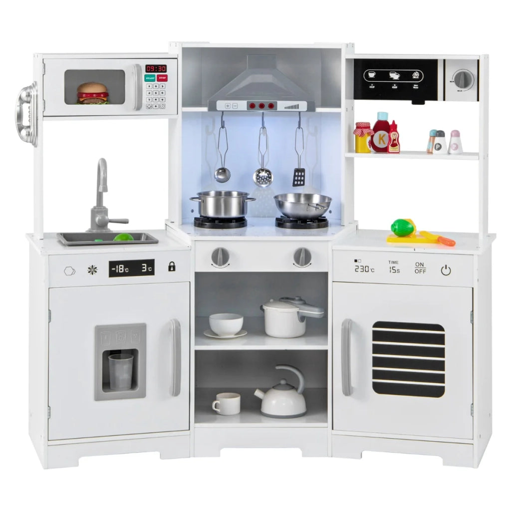 Cucina giocattolo per bambini 110 x 43 x 92 cm con suoni e luci moderno spazio di archiviazione in MDF bianco 20_0011608