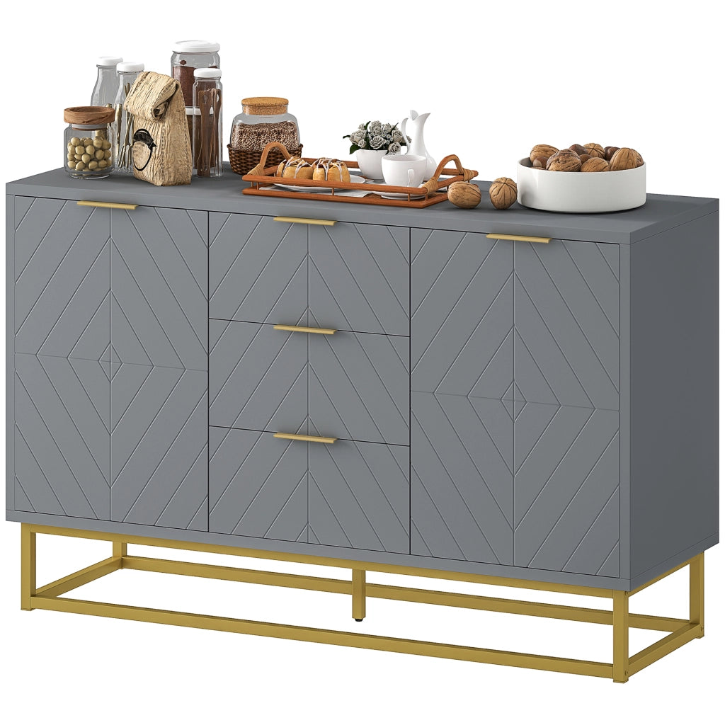 Mobile TV con 3 cassetti e 2 ante ¨C zephmum ¨C grigio 120x40x76 cm