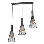 Lampada sospensione loft TIANA nera barra 3xE27 Polux