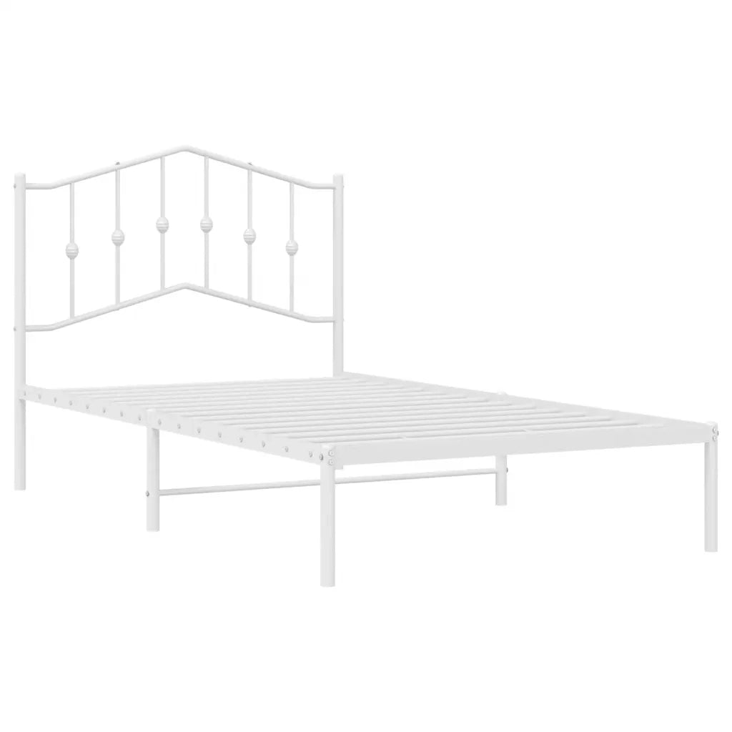 Letto singolo | Letto per adulti | Giroletto con Testiera Metallo Bianco 100x190 cm