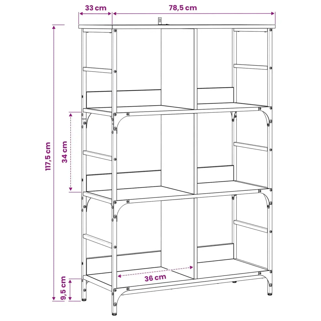 Libreria 4 livelli 78,5 x 33 x 117,5 cm metallo PB 8010890
