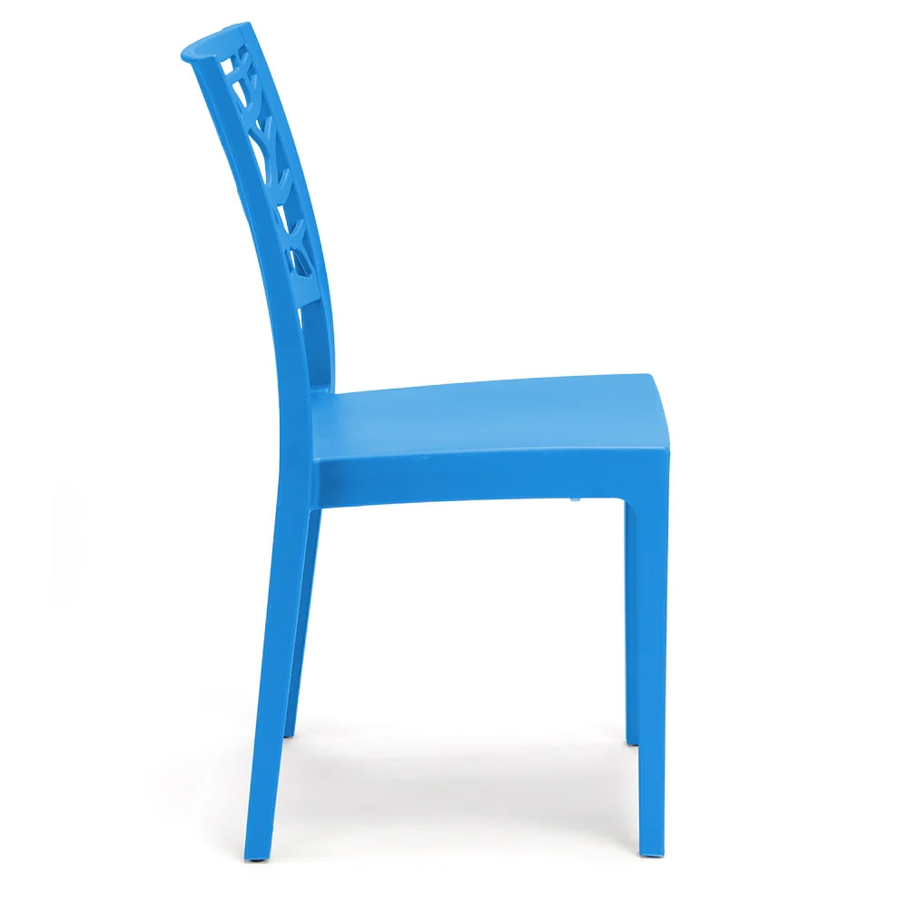 Set 4 sedie in polipropilene TETI, impilabile, resistente ai raggi UV, design moderno, ideale per sala da pranzo, cucina, sala d’attesa, bar, ristoranti o giardino, colore Azzurro