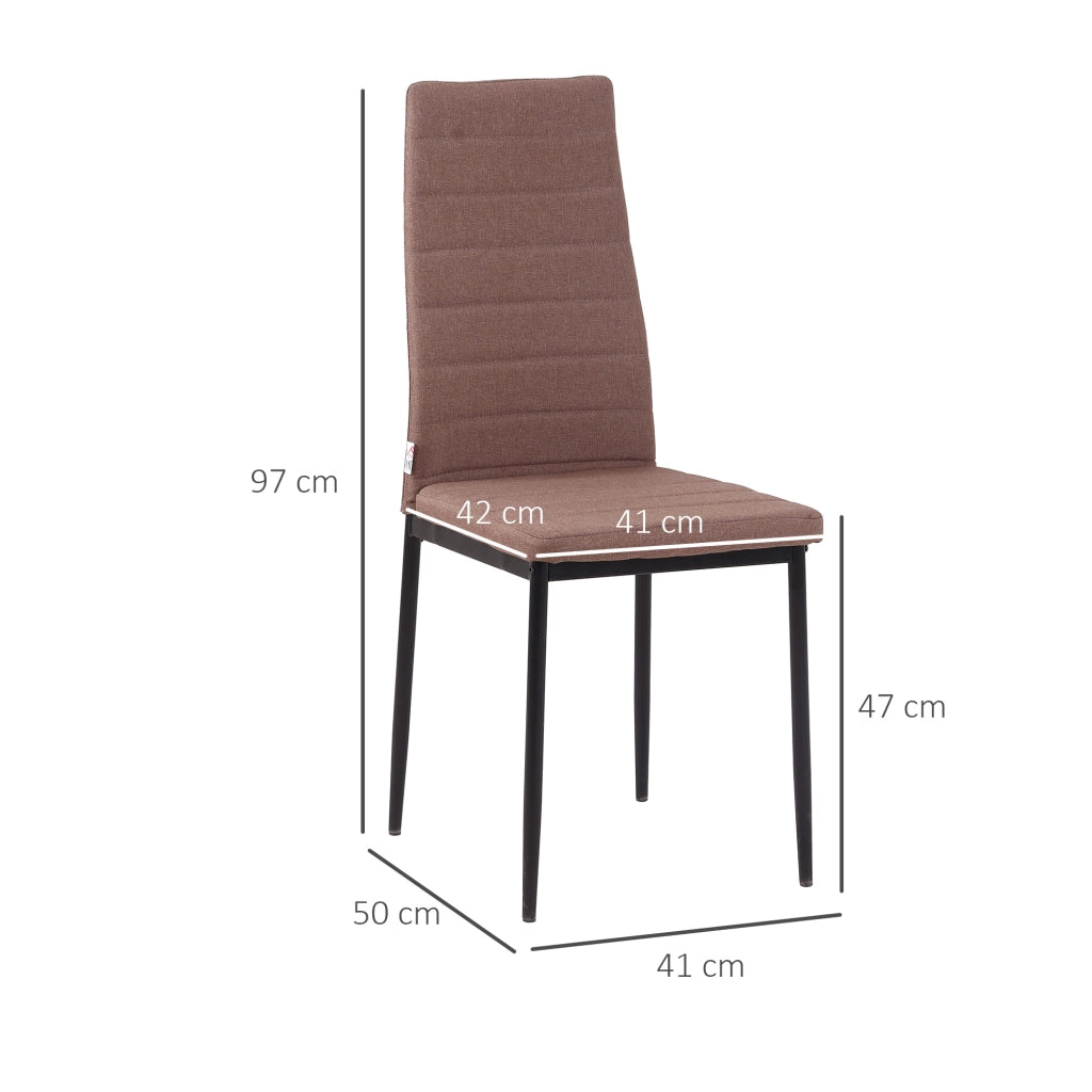 Set 4 Sedie da Pranzo Imbottite ¨C Zephmum ¨C Metallo e Tessuto Cachi