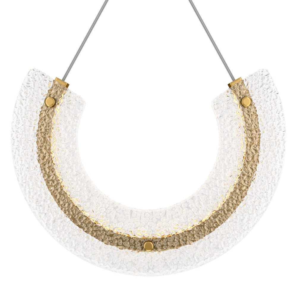 Sospensione Contemporanea Maya Alluminio Oro 1 Luce Diffusore Vetro