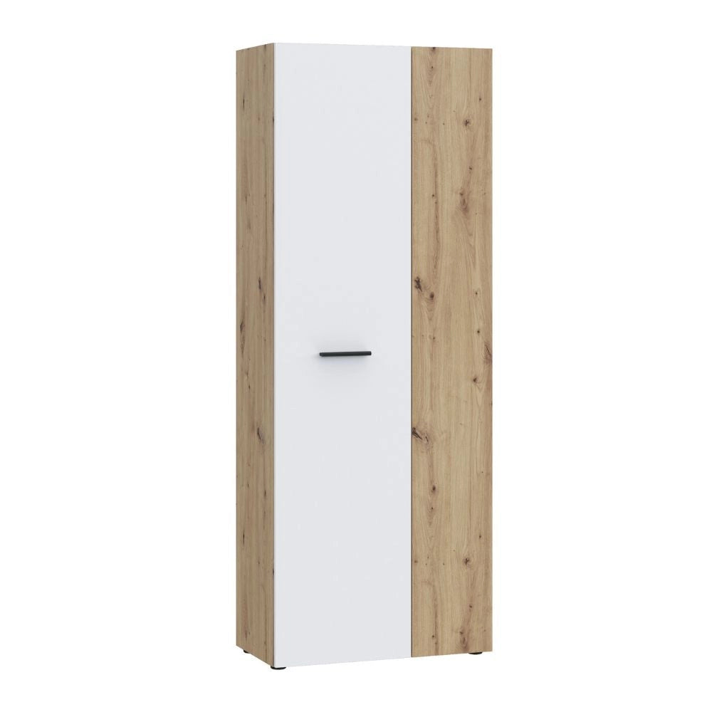 Armadio multiuso Teodoro 2 ante con portascope struttura rovere e 1 anta bianco