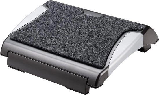 Sostegno per Piedi con Telaio - Nero-Argento, Sostegno per Piedi Ergonomico KF20075