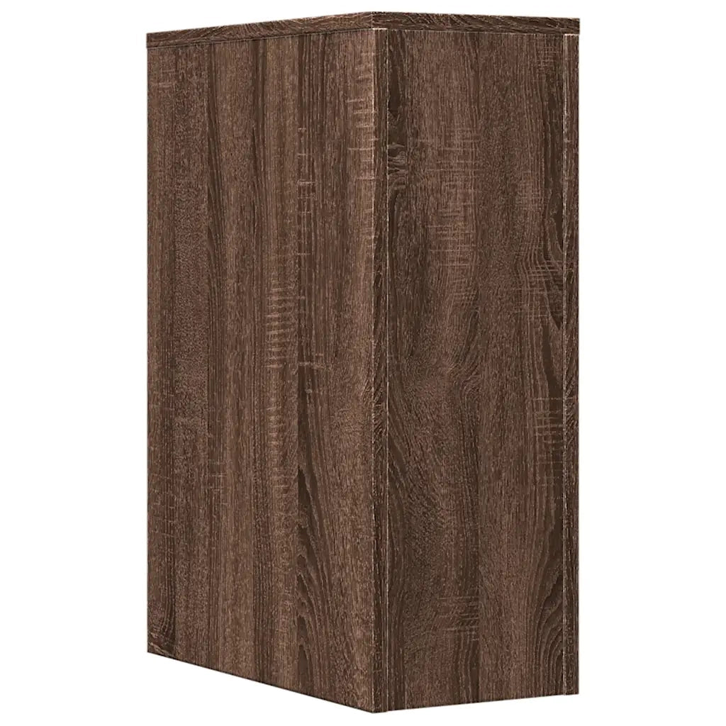 vidaXL Armadietto da Bagno Stretto con Ruote Rovere Marrone Truciolato