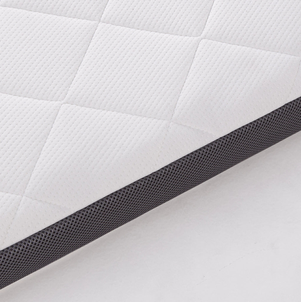 Materasso in schiuma H3 a 7 zone con sigillo OEKO-TEX; bianco e grigio