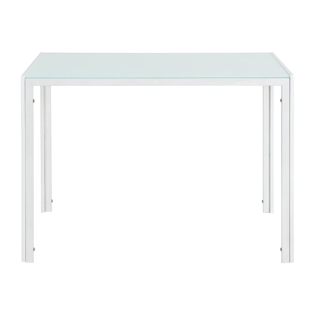Tavolo da pranzo per cucina/soggiorno vetro gambe in acciaio 105 cm bianco 03_0006261