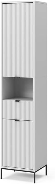 Mobiletto da bagno Eliza, Bianco, 40 x 190 cm con ante e cassetto, per la conservazione di accessori da bagno e combinabile con la serie Eliza