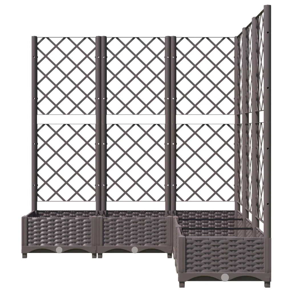Fioriera rialzata per piante fiori patio giardino con traliccio 120 x 120 x 121,5 cm PP marrone 02_0038224