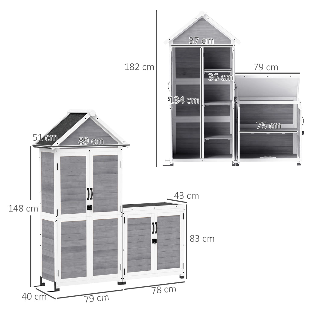 Armadio da giardino in legno con tetto inclinato ¨C zephmum ¨C grigio