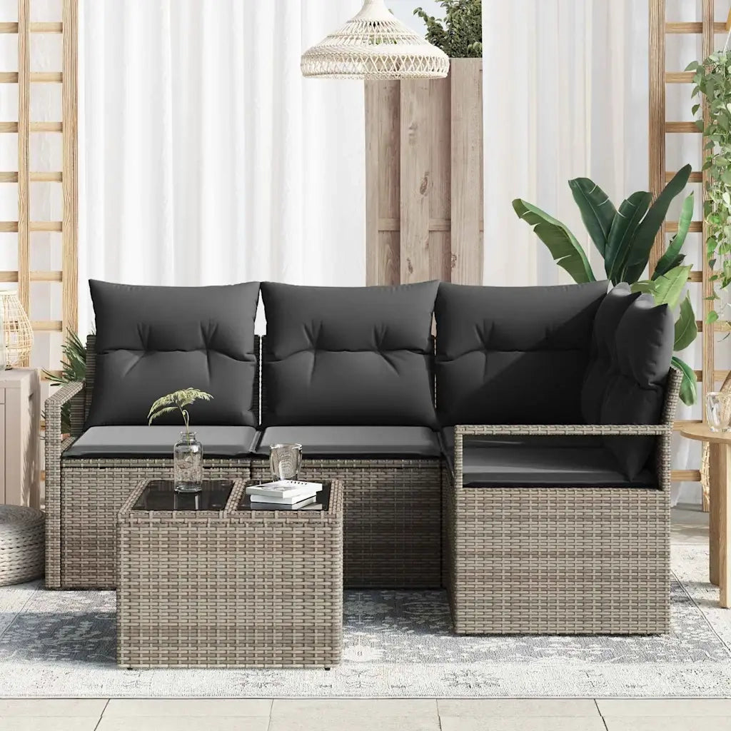 Set di divani con cuscino 5 pcs Grigio chiaro polyrattan 3355038