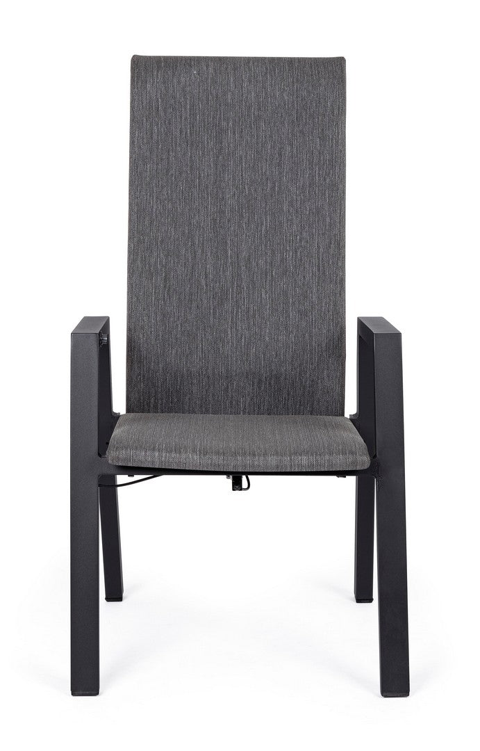 Set 4 Sedie con Braccioli da Giardino 59.5x72x111 cm in Alluminio Ethan Antracite