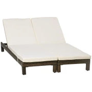 Set 2 Lettini Prendisole in Rattan PE con Cuscino e Schienale 5 Reclinazioni, 196x60x22cm