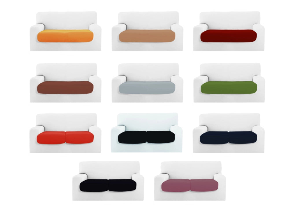 Copriseduta Sofà Elasticizzato Tinta Unita Smile Tessuto Millerighe - Seduta 2 Posti - Nero