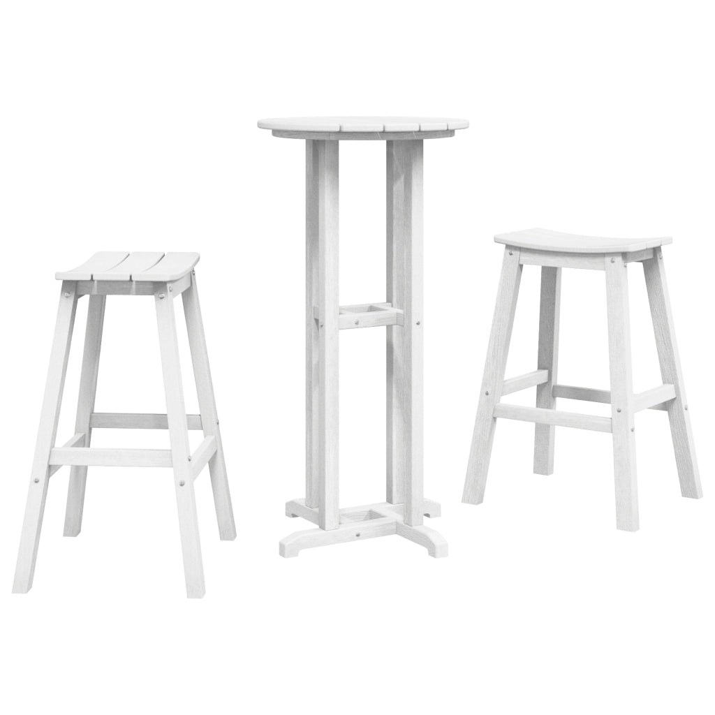 Set Bar da Giardino  3 Pezzi Bianco HDPE