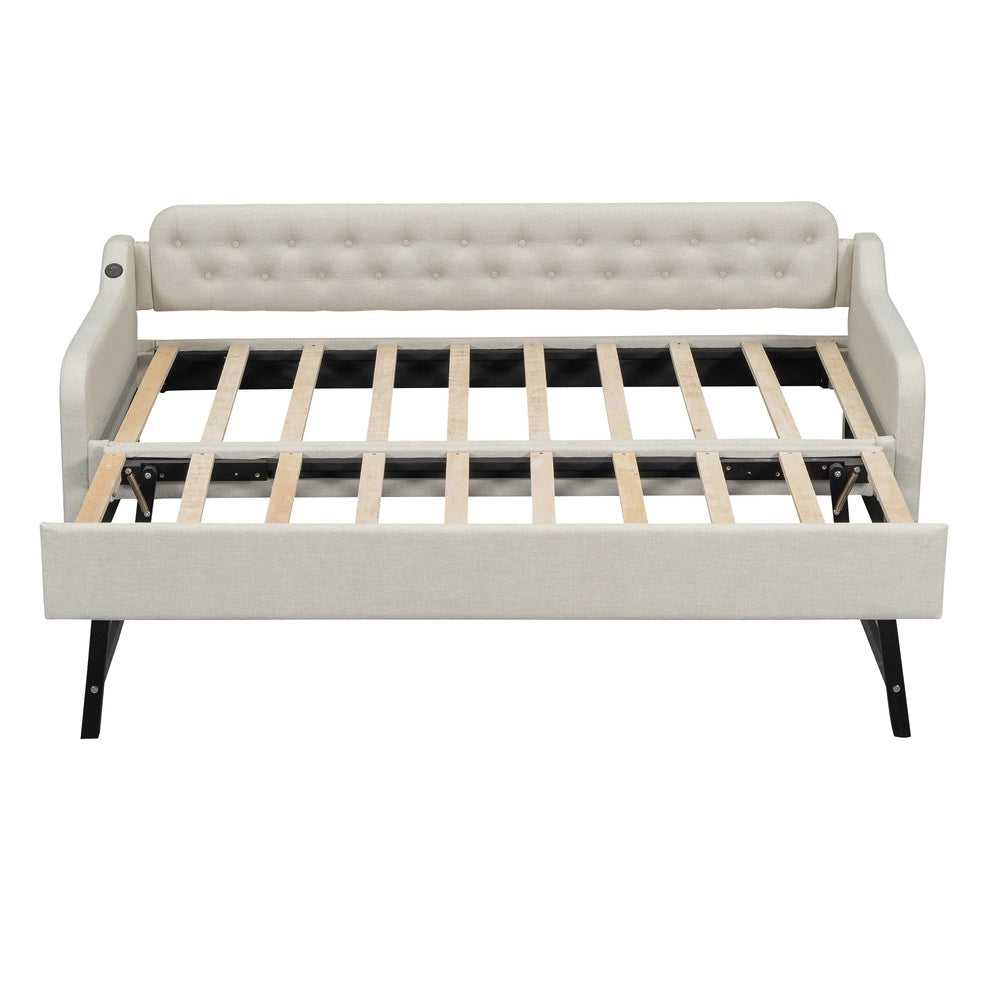 Divano Letto con Rollbett Estraibile ¨C Xylo ¨C Beige, USB, 90x200 cm