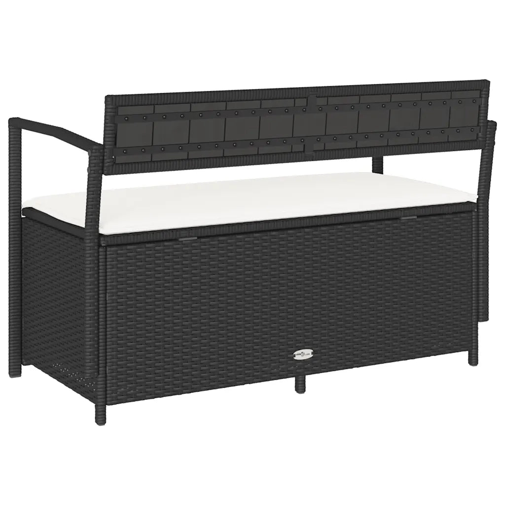 Panca Portaoggetti da Giardino con Cuscino in Polyrattan Nero 4103836