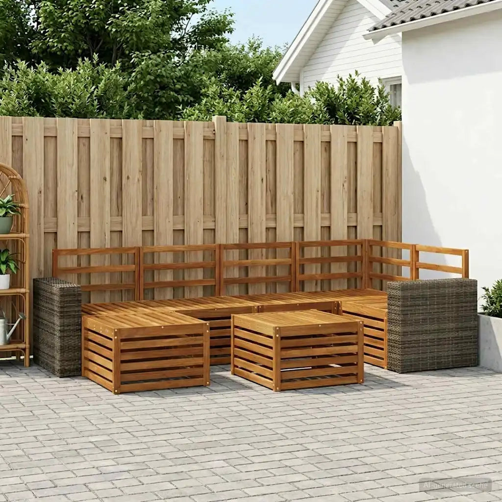 Set divano sezionale 6 pcs Naturale Legno di Acacia Massello 3384605