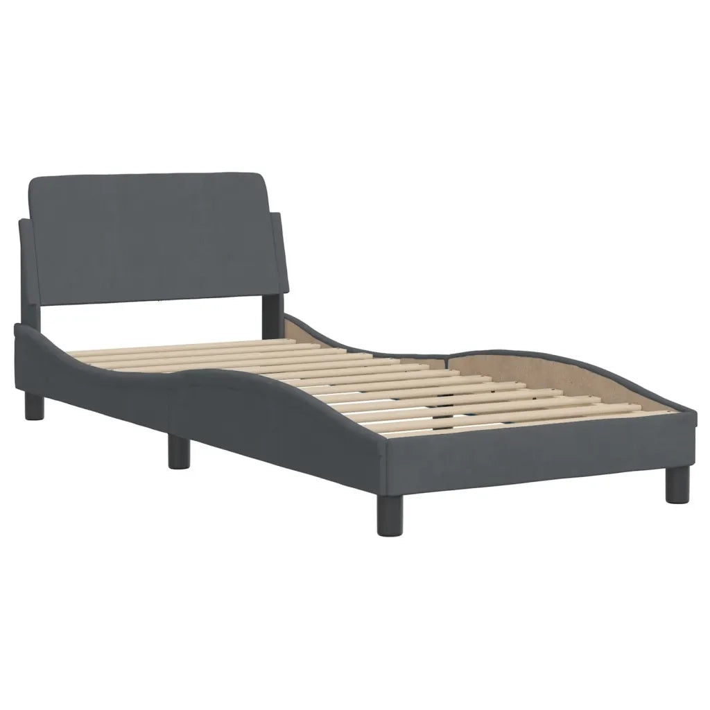 Letto con Materasso Hanko Grigio Scuro 90x200 cm in Velluto 3208575